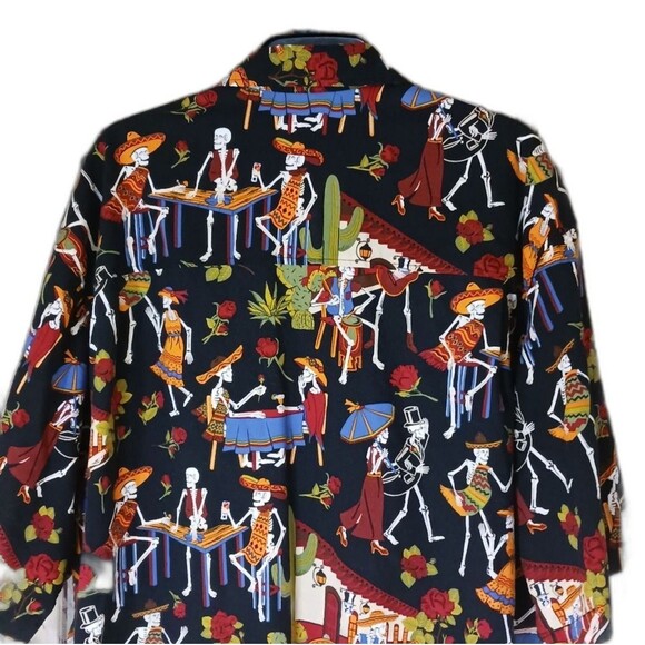 Button Down Shirt Short Sl "Day Of The Dead." David Carey Orig Multi-C Men's 2XL - Picture 4 of 7